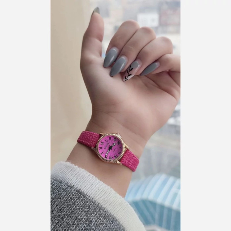 ساعت مینیمال بند چرم دور دوخت دخترانه