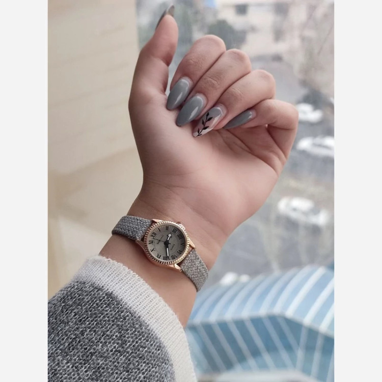 ساعت مینیمال بند چرم دور دوخت دخترانه