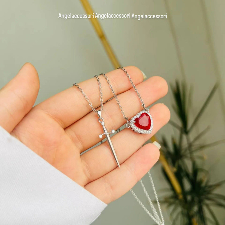ست گردنبند قلب وشمشیر شوالیه